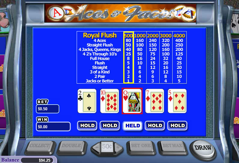 Play Aces and Faces Video Poker