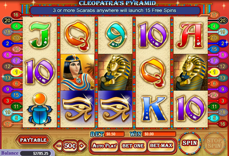 Play Cleopatra's Pyramid Slots at Slots Galore Casino