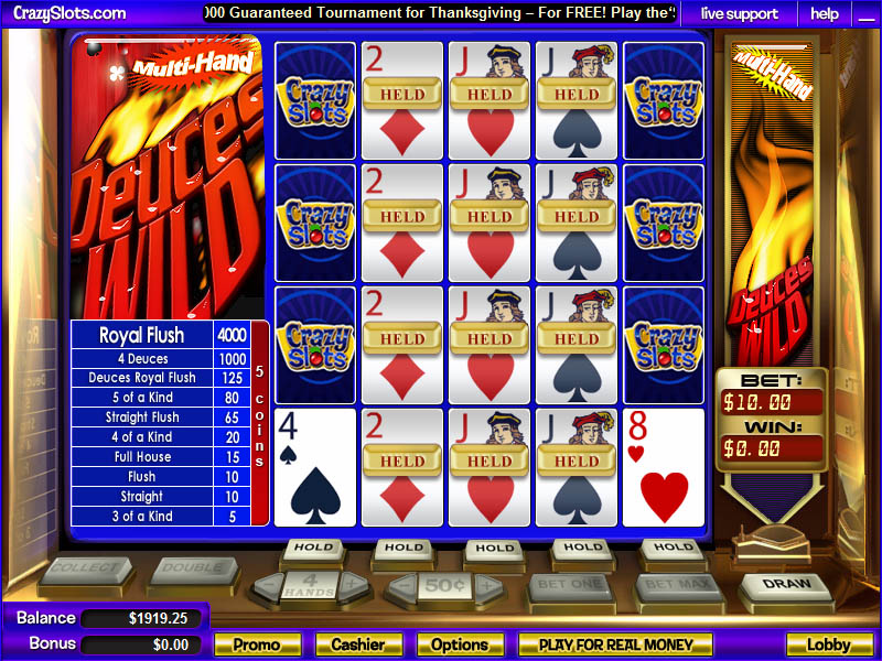 Multi Hand Deuces Wild Video Poker