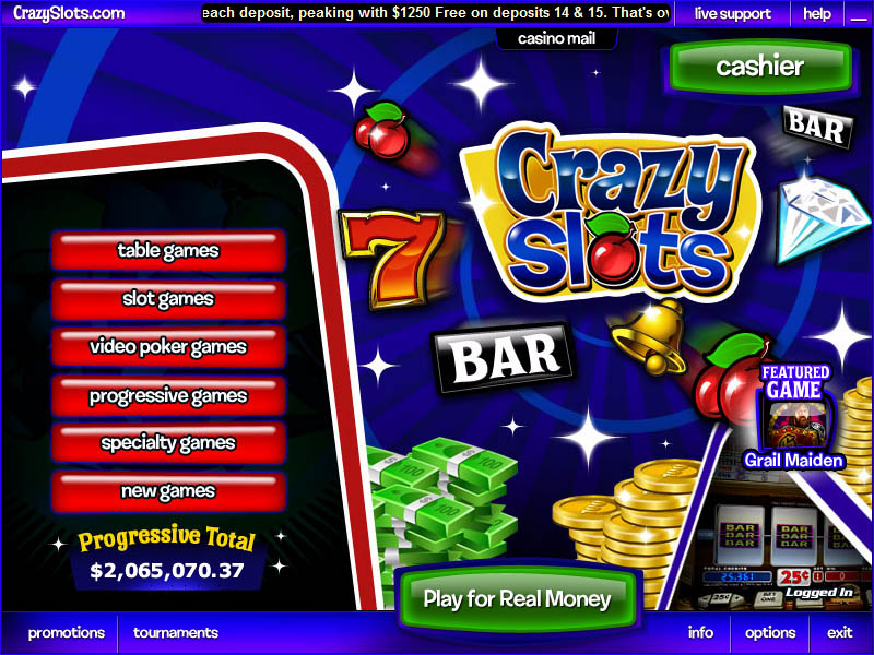 CrazySlots Casino Lobby